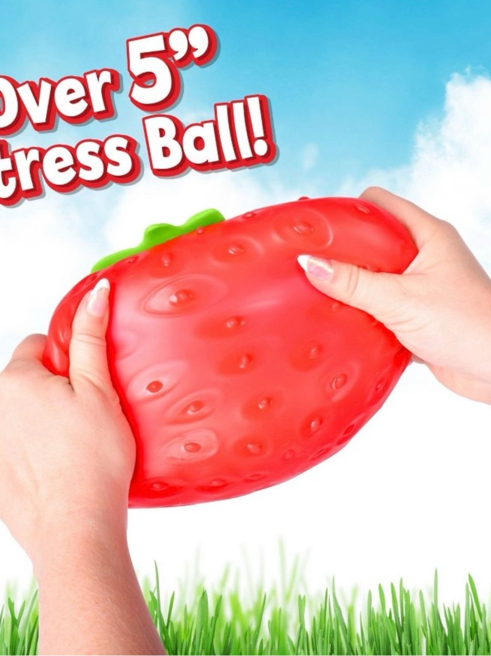 Squeeze Strawberry Squishy Toy by Squeeze - Red with Green Top - Picture 2 of 3